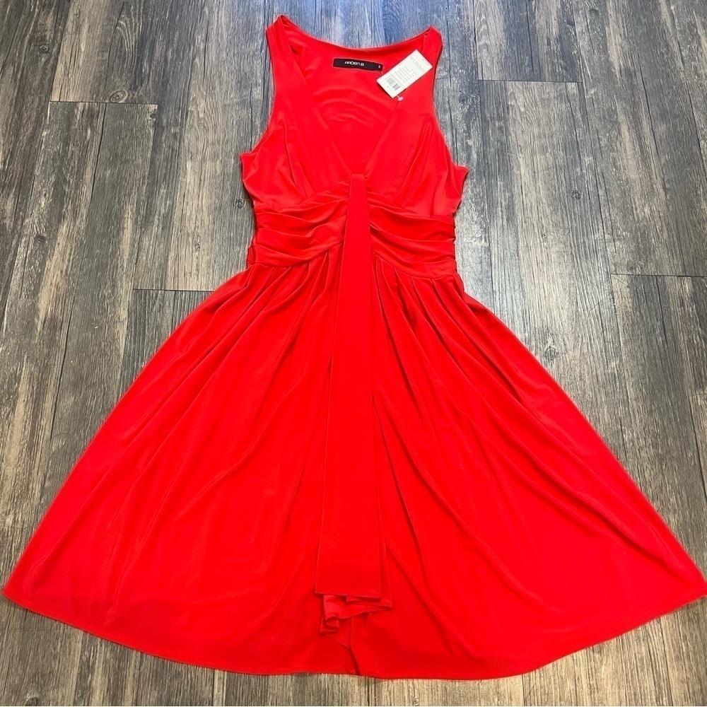 NWT Arden B Red V Neck A Line plunged sleeveless Pleated Cocktail Dress Party S - Picture 13 of 13